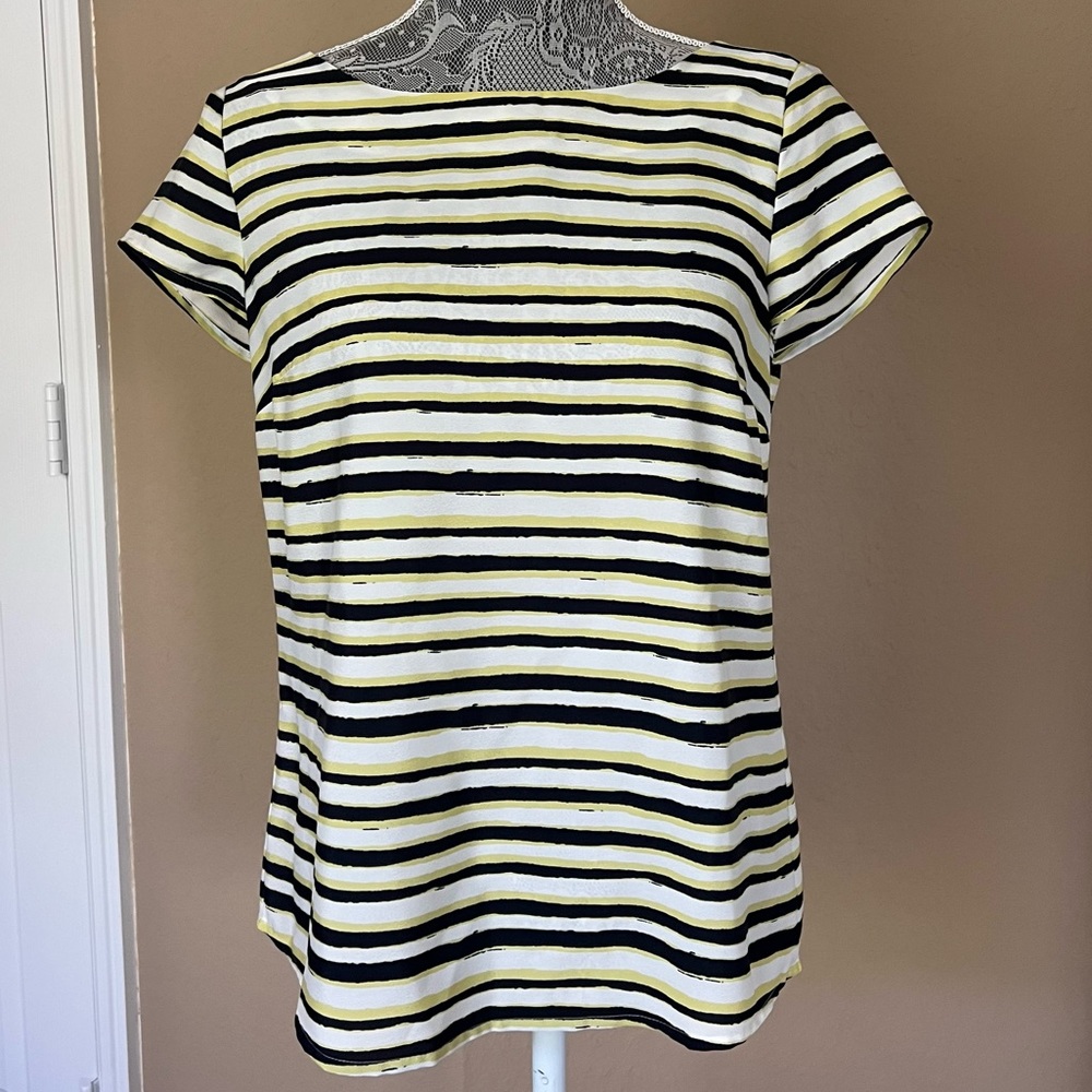 Ann Taylor Yellow and Black Short Sleeve Blouse